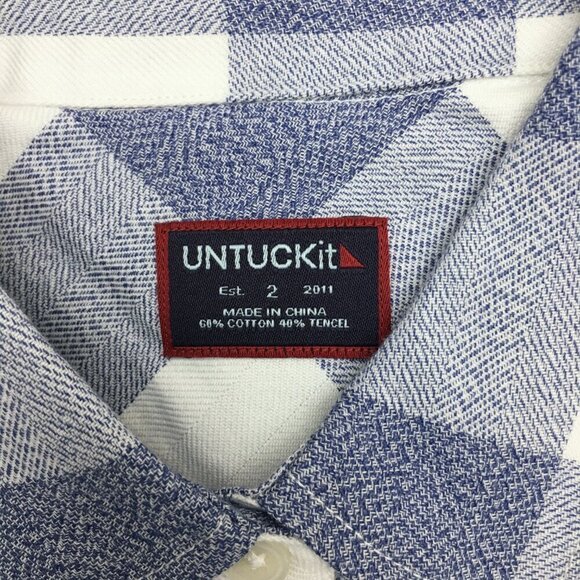New UNTUCKit Women's Blue Plaid Shirt Volnay Button Up Long Sleeves size 2 - Picture 3 of 7
